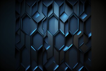 Abstract background pattern with blue and black rhomboids. Use as wallpaper or background image for Powerpoint and similar.  Created by generative AI technology.