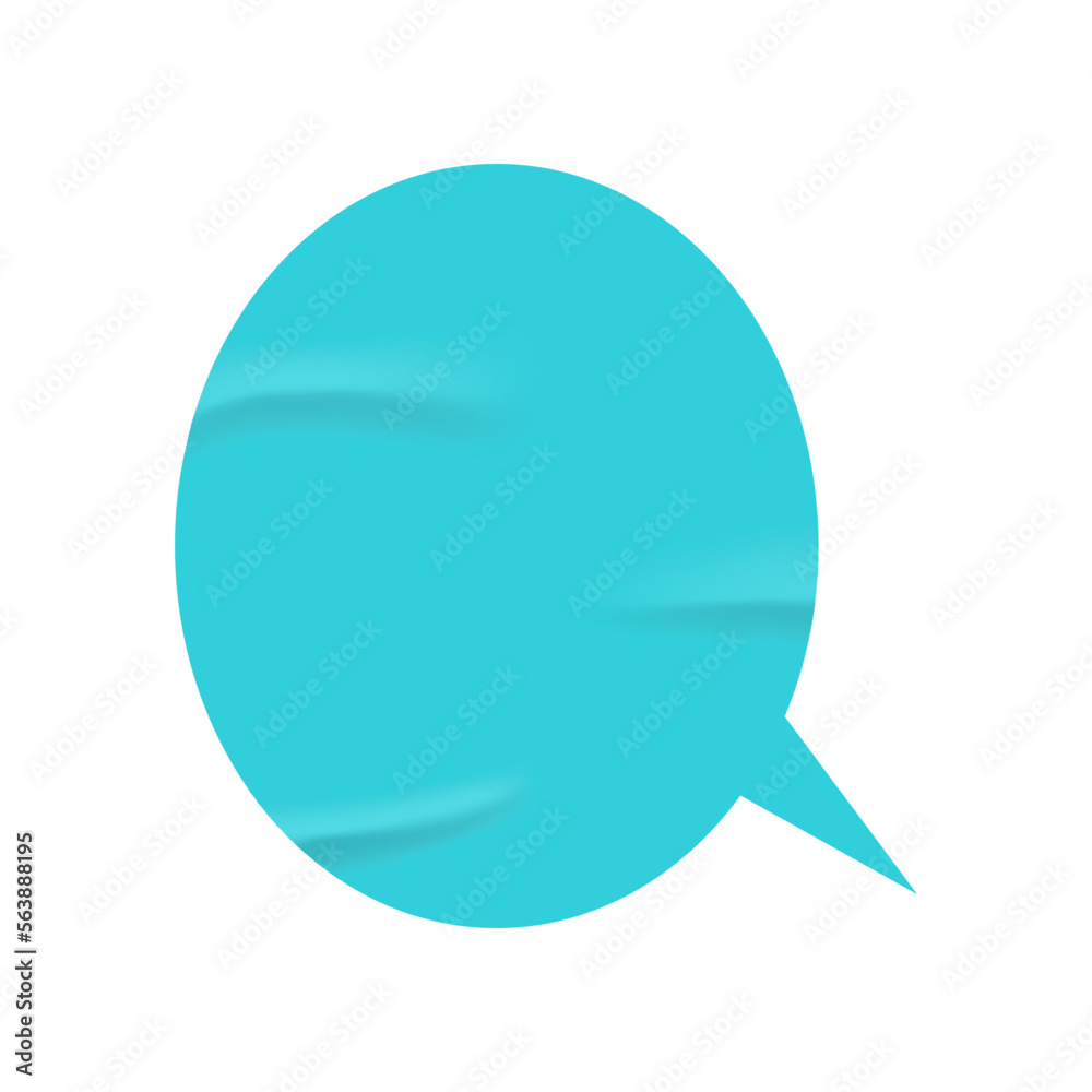 Aufkleber Circular or oval dialogue balloon or thought bubble. Isolated wrinkled and glued sticker with copy space for phrases and text messages. Vector in realistic style
