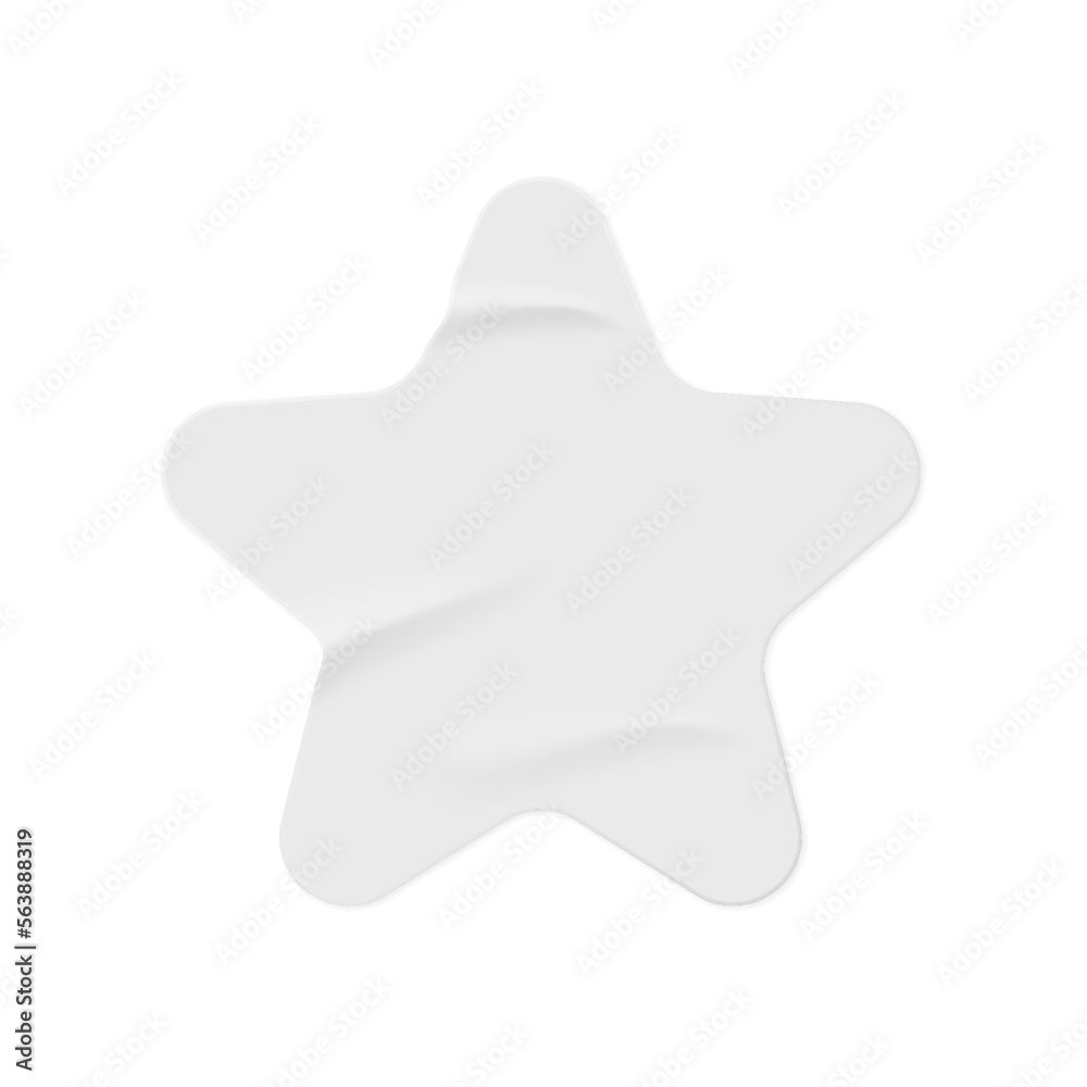 Leinwandbilder Star shaped colorless paper sticker with copy space for text. Isolated icon of empty blank crumpled piece of sheet with corners. Vector in realistic style