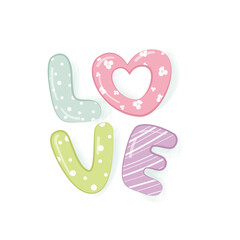 Word love. Set of vector elements, decorative element, word, lettering, simbol, sign.