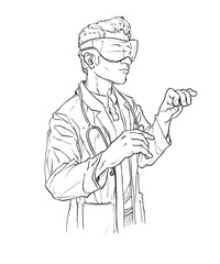 Illustration Wissenschaftler: Medizin 2.0 (VR, AI, KI)