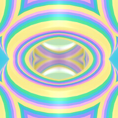 Digital illustration pattern of curved neon shapes with iridescent stripes. Bright abstract background. 3d rendering