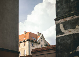 Old post-German abandoned hospital building at Traugutta Street in Wrocław,  Poland