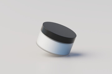 Black and White Plastic Cosmetic. Jar Mockup. 3D Rendering