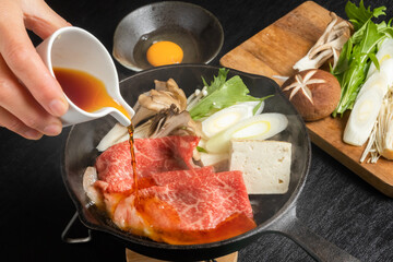 普通の和牛すきやき　Common sukiyaki Japanese foods
