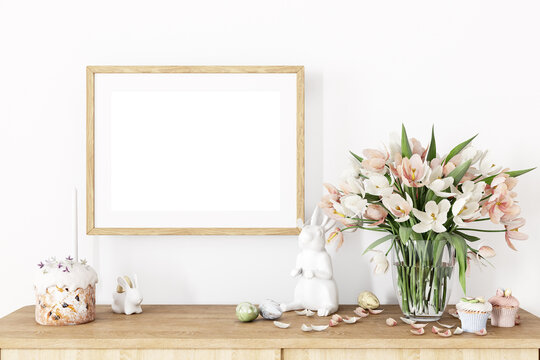 Frame mockup and flowers