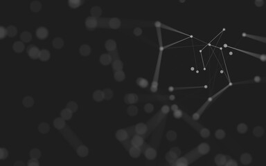 Abstract background. Molecules technology with polygonal shapes, connecting dots and lines. Connection structure. Big data visualization.