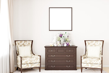 Frame mockup in living room A4