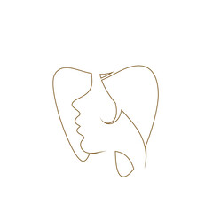 Dental face woman line art logo