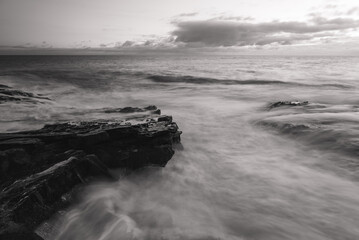Coastal sunrise on a cold winter morning