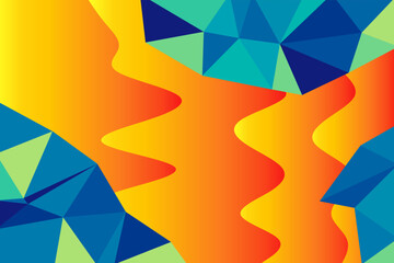 Polygonal shapes composition. Abstract geometric multicolored background. Retro design elements.