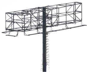 Isolated PNG cutout of a metallic structure, framework of an ad sign on a transparent background, ideal for photobashing, matte-painting, concept art
