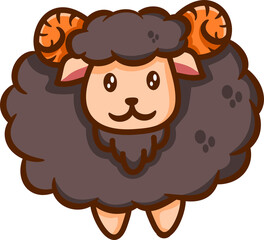 Fototapeta premium cute black sheep illustration transparent background