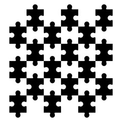 Mosaico con piezas de puzzle en espacio negativo