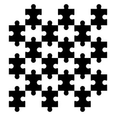 Mosaico con piezas de puzzle en espacio negativo