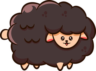 cute black sheep illustration transparent background