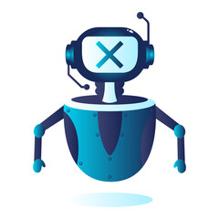 Problems or Limited Functionality vector icon design, chatterbot symbol, on-line chat conversation via text or text-to-speech sign, virtual assistants stock illustration, Chatbot Out of order concept