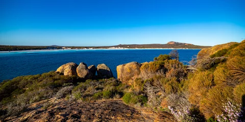 Fotobehang Cape Le Grand National Park, West-Australië panorama of lucky bay in cape le grand national park at sunset  the famous kangaroo beach in western australia near esperance