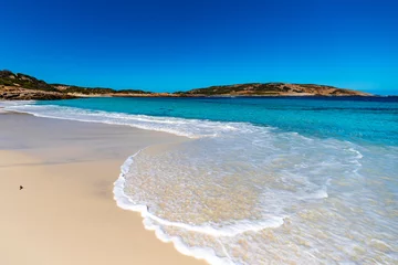 Printed kitchen splashbacks Cape Le Grand National Park, Western Australia panorama of paradise beach in cape le grand national park in western australia, unique beach with white sand and turquoise water surrounded by mighty hills