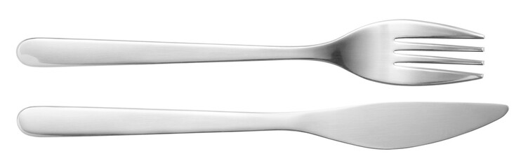 Fork and knife, isolated on white background