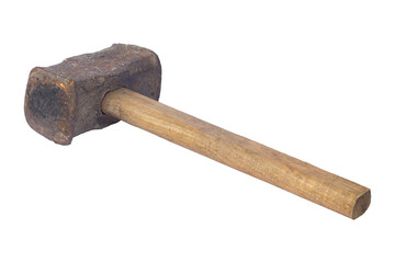 sledgehammer with wooden handle isolated from background