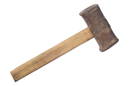 Sledgehammer With Wooden Handle Isolated From Background