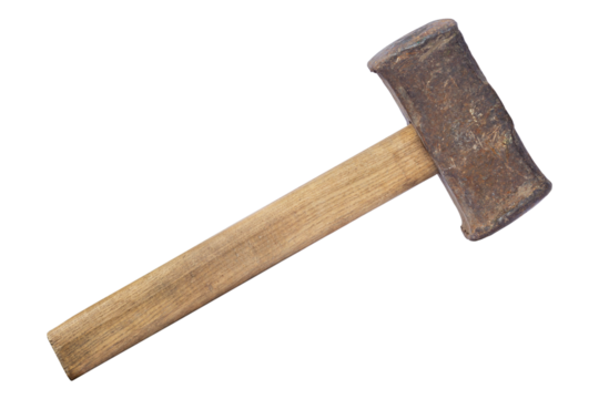 sledgehammer with wooden handle isolated from background
