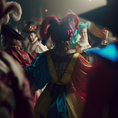 Persona che balla in mezzo ad una parata di carnevale