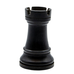 black wooden rook chess piece - obrazy, fototapety, plakaty