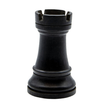 black wooden rook chess piece