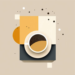 abstract graphic of coffee surrounded by geometric shapes generative ai