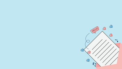 Decorative Open Love Letter on Blue Background, Propose Day Banner Template with Copy Space, Valentines Day Greeting Card Deisgn. Vector Illustration