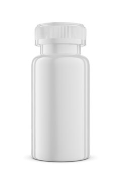 Medical bottle mockup template isolated on white. 3D rendering.