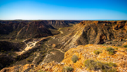 panorama of charles knife canyon in cape range national park in western australia near exmouth;...