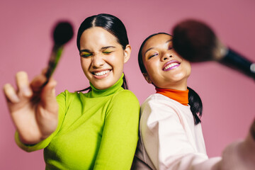 Glamour in Generation Z: Two females following trends by doing a social media challenge