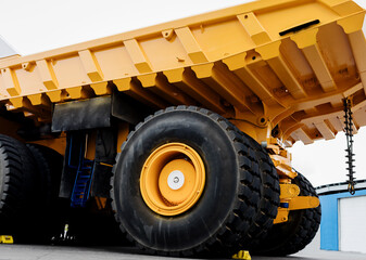  yellow industrial dump truck