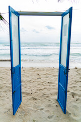 Doors on the seashore. Recreation center in Doklet in Vietnam. 