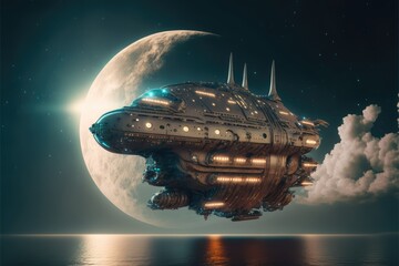 spaceship in space made with generative ai