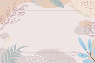Fototapeta na wymiar Trendy Abstract background with Shapes and floral element in Neutral Tones. . Vector illustration.