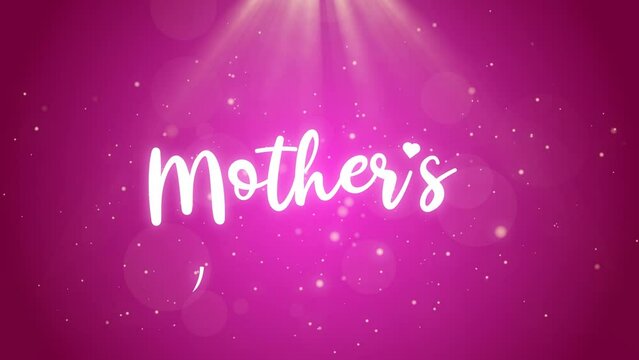 happy mother's day animation text with neon style on particles glitter background. Suitables for mothers day greeting card. 4k video text animated.