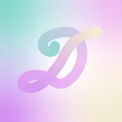 D logo, Gradient background with D alphabet, D letter logo, 3d iridescent gradient letter D, D script logo