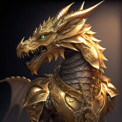 Gold dragon in armour