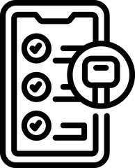 Smartphone key icon outline vector. Business point. List check