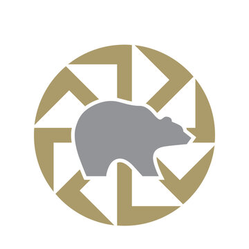 bear with Slavic sun symbol 