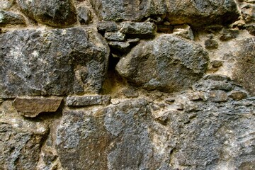 A close-up of the stone walls of Invergarry Castle - 563905707