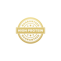 Elegant High protein label or High protein sign isolated on black background. The best High Protein Rubber Stamp. Label for high protein product with low calorie. Best Rubber stamp.