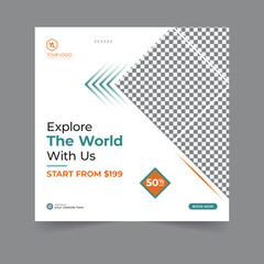 Travel social media post business webinar for social media story, business post or stories banner template geometric shape design for attractive abstract elements post background space