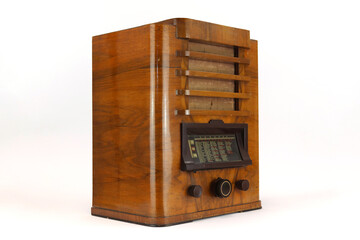 Vintage Radio Holz Seitenansicht links