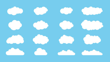 Cartoon cloud icons. Collection. Vector illustration