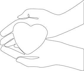 Simple continuous line drawing of love or heart, a picture of love in someone's hand. Simple valentine concept. Simple line, heart, valentine. Continuous line. 